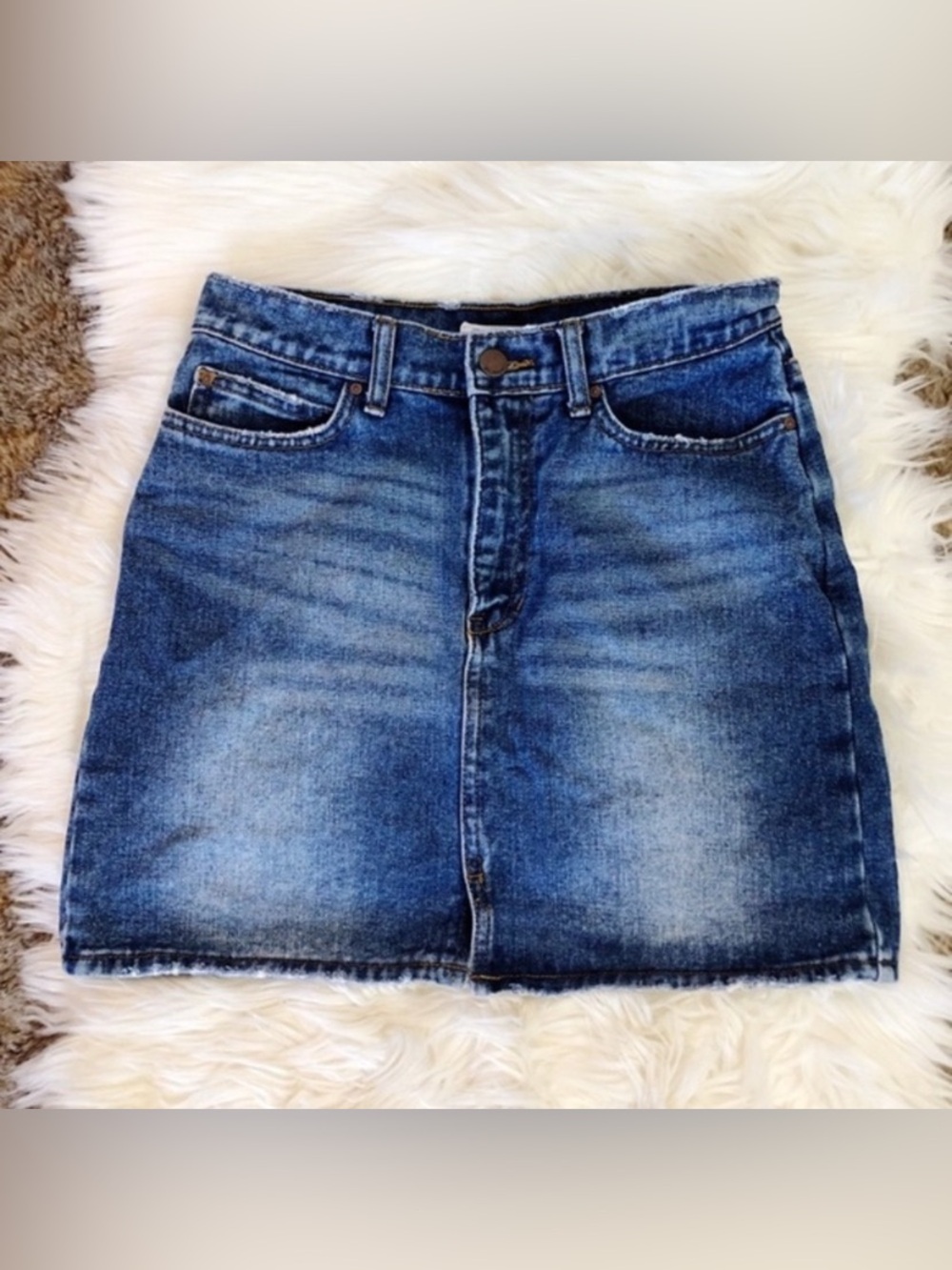 Billabong 100% Cotton Sporty Distressed Medium Blue Jean Mini Pencil Skirt